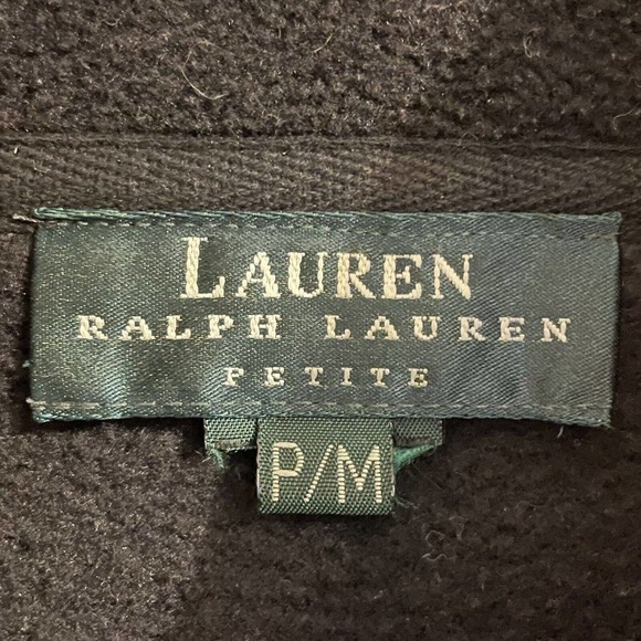 Lauren Ralph Lauren Black Fleece 1/4 Zip Size Petite M Crest Logo Embroi… - Picture 7 of 7